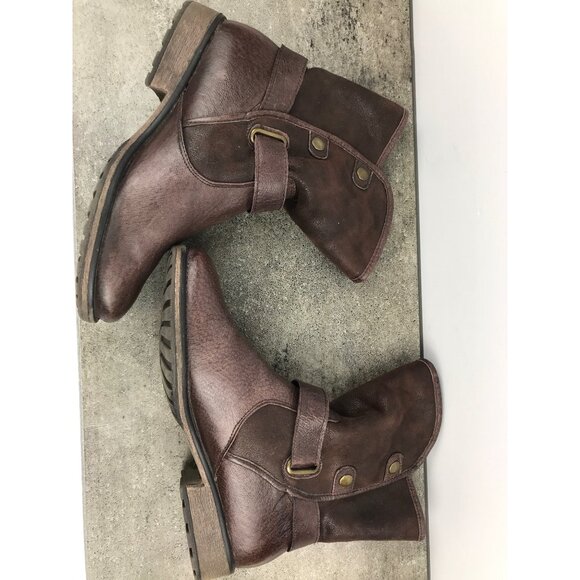 BareTraps Shakira Motostyle Boots Womens 9 Brown Leather Fur Lined - Picture 6 of 10